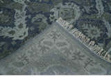 Antique style Blue, Charcoal and Silver Hand Knotted dragon Oushak Wool Area Rug