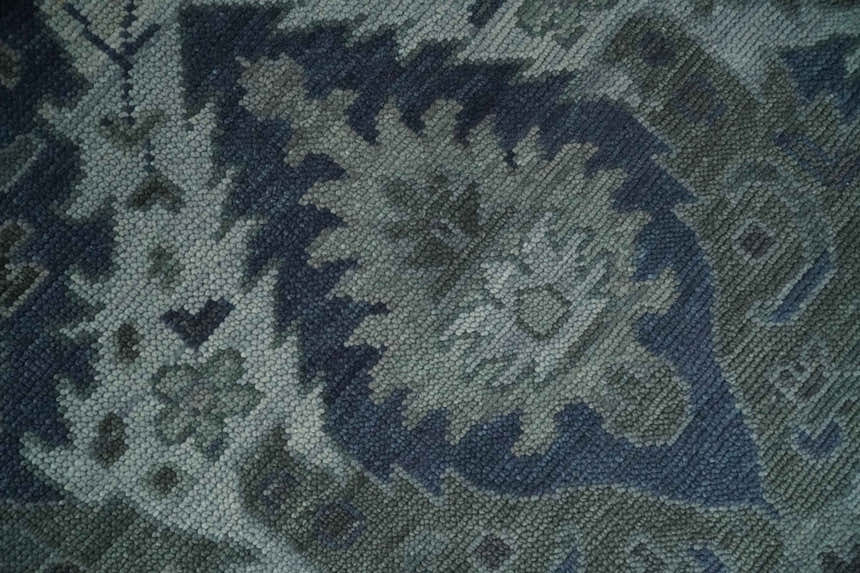 Antique style Blue, Charcoal and Silver Hand Knotted dragon Oushak Wool Area Rug