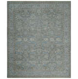 Antique Style Blue, Gray and Beige Hand knotted Classic Distressed Finished Custom Made wool Area Rug