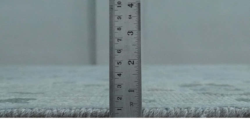 Antique style Blue, Silver and Charcoal Hand Knotted Oushak Wool Area Rug