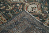 Antique Style Charcoal, Beige and Rust Hand knotted Custom Made wool Area Rug