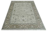 Antique Style Custom Made Traditional Silver and Brown Oriental Oushak Wool Area Rug