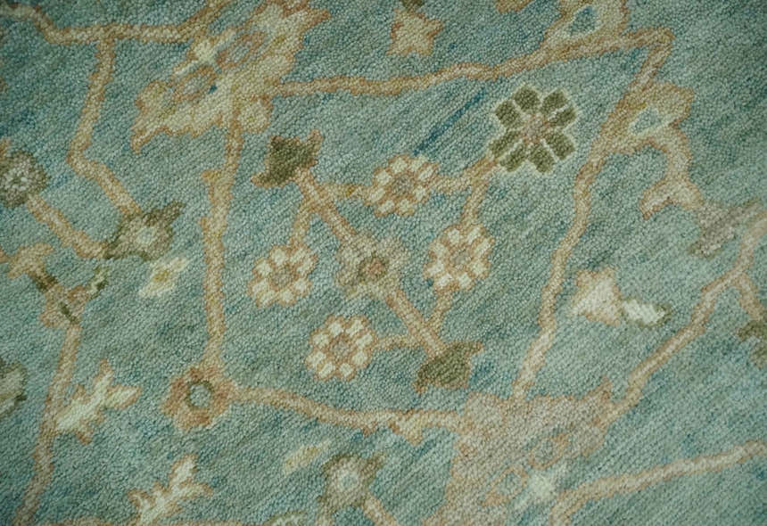 Antique style Floral Gray, Beige and Green Hand knotted Oriental Oushak Multi Size Wool Area Rug