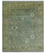 Antique style Floral Gray, Beige and Green Hand knotted Oriental Oushak Multi Size Wool Area Rug