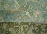 Antique style Floral Gray, Beige and Green Hand knotted Oriental Oushak Multi Size Wool Area Rug