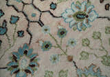 Antique Style floral Hand knotted Peach Pink and Green Custom Made Wool Area Rug