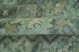 Custom Made Hand Knotted Green and Taupe Traditional wool rug