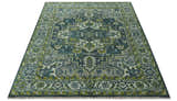 Antique Style Hand Knotted Teal, Gray and Green Traditional multi Size wool rug