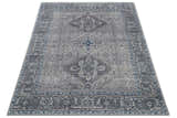 Antique Style Hand Knotted Traditional Blue and Gray Wool Area Rug