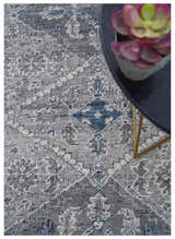 Antique Style Hand Knotted Traditional Blue and Gray Wool Area Rug