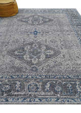 Antique Style Hand Knotted Traditional Blue and Gray Wool Area Rug