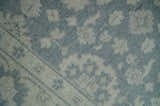Antique Style Ivory and Charcoal Hand Knotted Traditional Oushak 2x4 wool Bedside Rug
