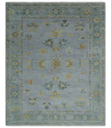 Antique Style Silver and Gray Traditional Hand knotted Oushak Custom Made wool Rug