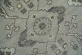 Antique Style Traditional Silver and Olive Oriental Oushak 8x10 wool Area Rug
