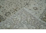 Antique Style Traditional Silver and Olive Oriental Oushak 8x10 wool Area Rug