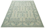 Antique Style Tree of life Beige and Teal Traditional Hand Knotted Custom Made wool Area Rug