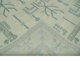 Antique Style Tree of life Beige and Teal Traditional Hand Knotted Custom Made wool Area Rug
