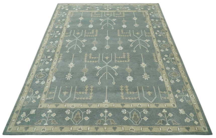 Antique Style Tree of life Gray, Beige and Silver Traditional Hand Knotted Custom Made wool Area Rug
