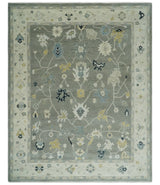Antique look Taupe Silver and Beige Traditional Oushak Custom Made Wool Area Rug