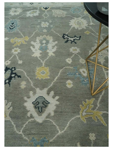 Antique look Taupe Silver and Beige Traditional Oushak Custom Made Wool Area Rug