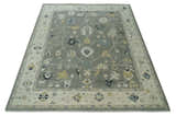 Antique look Taupe Silver and Beige Traditional Oushak Custom Made Wool Area Rug