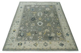 Antique look Taupe Silver and Beige Traditional Oushak Custom Made Wool Area Rug