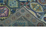 Antique look Charcoal, beige and Blue Hand knotted Traditional Oushak Custom Made wool Area Rug