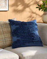Navy Blue Modern Accent Pillow with cotton details for sofa bed or accent chair