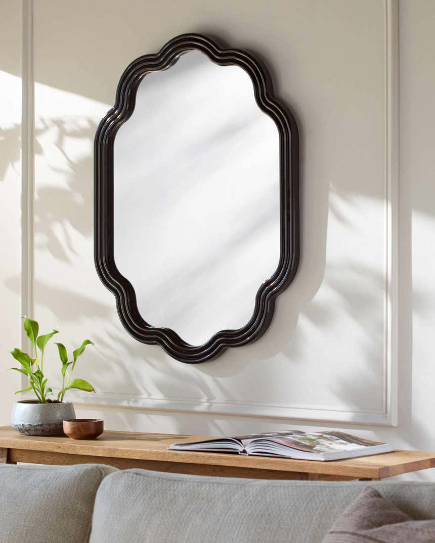 Yowele Blue Wood Mirror