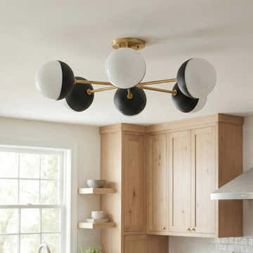Tan Traditional Pendant Light with glass details for kitchen islands or dining areas