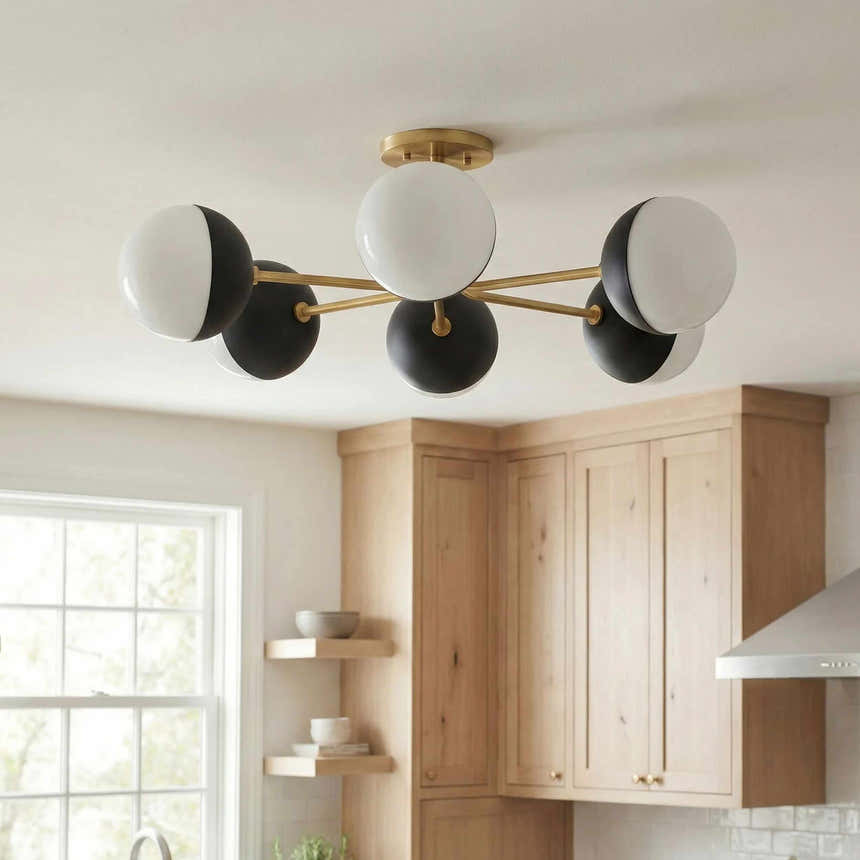 Tan Traditional Pendant Light with glass details for kitchen islands or dining areas