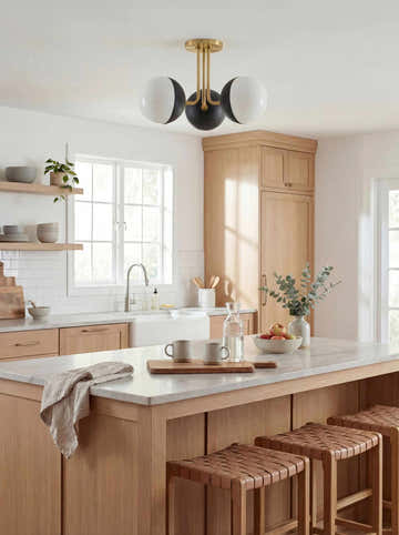 Soft Tan Modern Chandelier with glass details for dining or living rooms