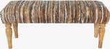 Bustos Leather Striped Wooden Base Bench - Clearance
