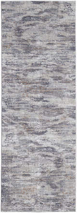 Close-up of Feizy Lennon Transitional Abstract rug. Taupe, tan, and orange hues with a distressed, horizontal pattern. Design-Runner