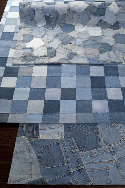 Faithful 8x11 Blue Geometric Wool Rug - Clearance