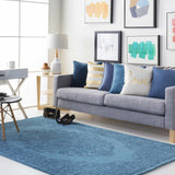 Victor Dark Blue Square Throw Pillow