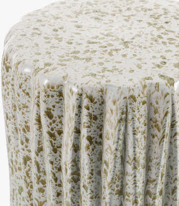 Pliora Cream Textured Minimalist Ceramic Outdoor Garden Stool