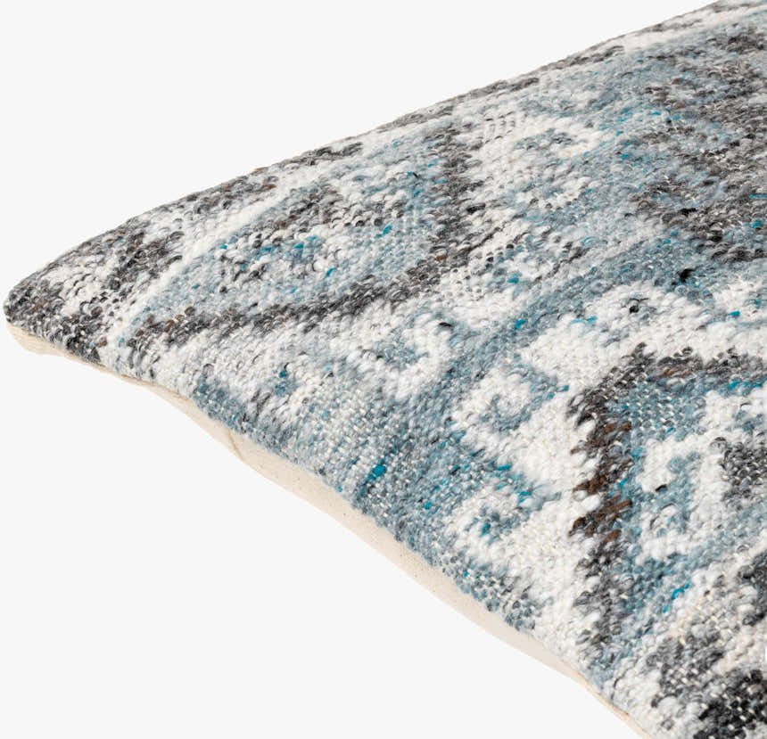 Ravnek Dusty Blue Geometric Southwest Recycled PET Yarn Accent Pillow - Clearance