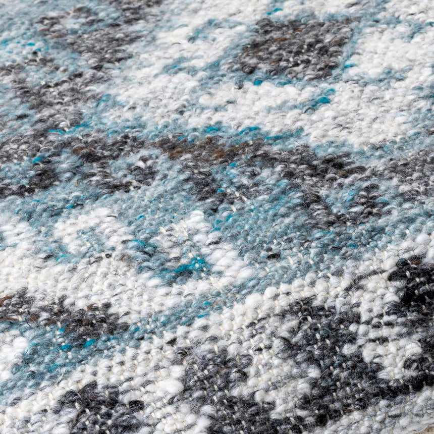 Ravnek Dusty Blue Geometric Southwest Recycled PET Yarn Accent Pillow - Clearance