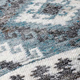 Ravnek Dusty Blue Geometric Southwest Recycled PET Yarn Accent Pillow - Clearance