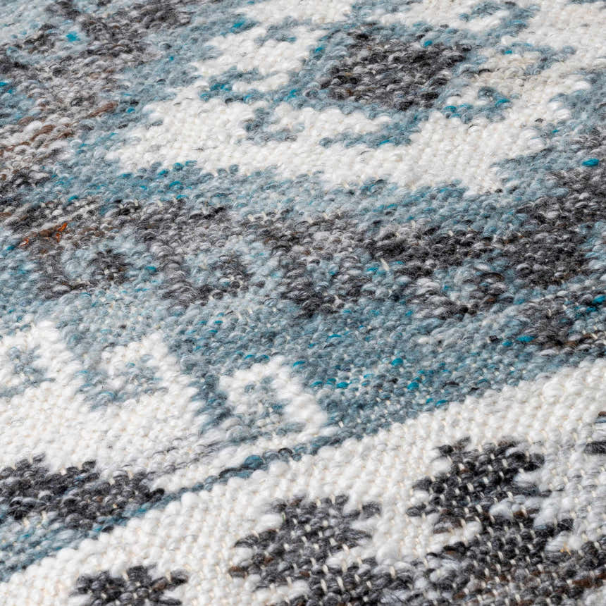 Ravnek Dusty Blue Geometric Southwest Recycled PET Yarn Accent Pillow - Clearance