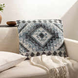 Ravnek Dusty Blue Geometric Southwest Recycled PET Yarn Accent Pillow - Clearance