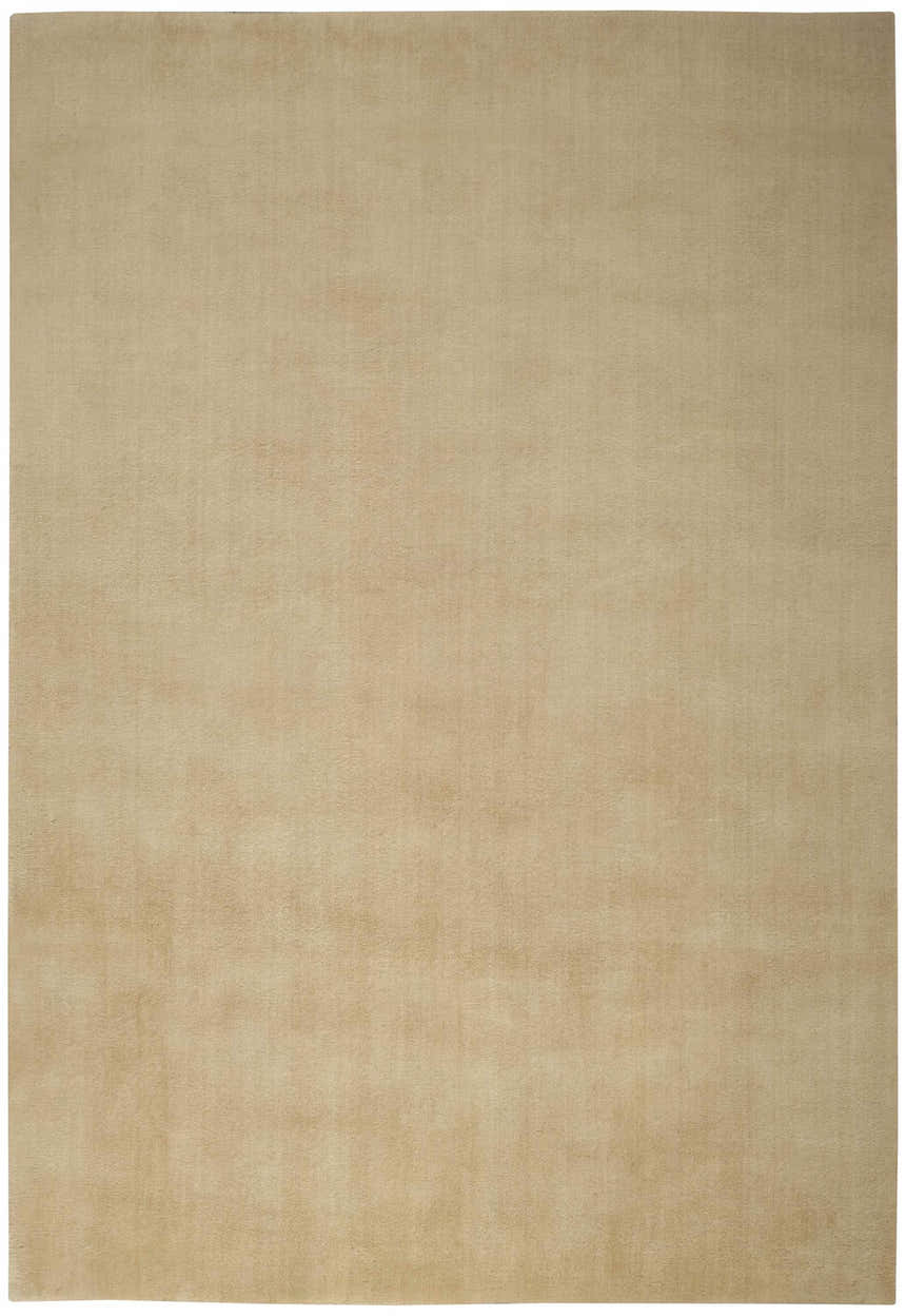 Close-up of the handmade Nourison Plush Cloud Camel rug, a mid-century modern rectangle with a soft cashmere and wool blend.