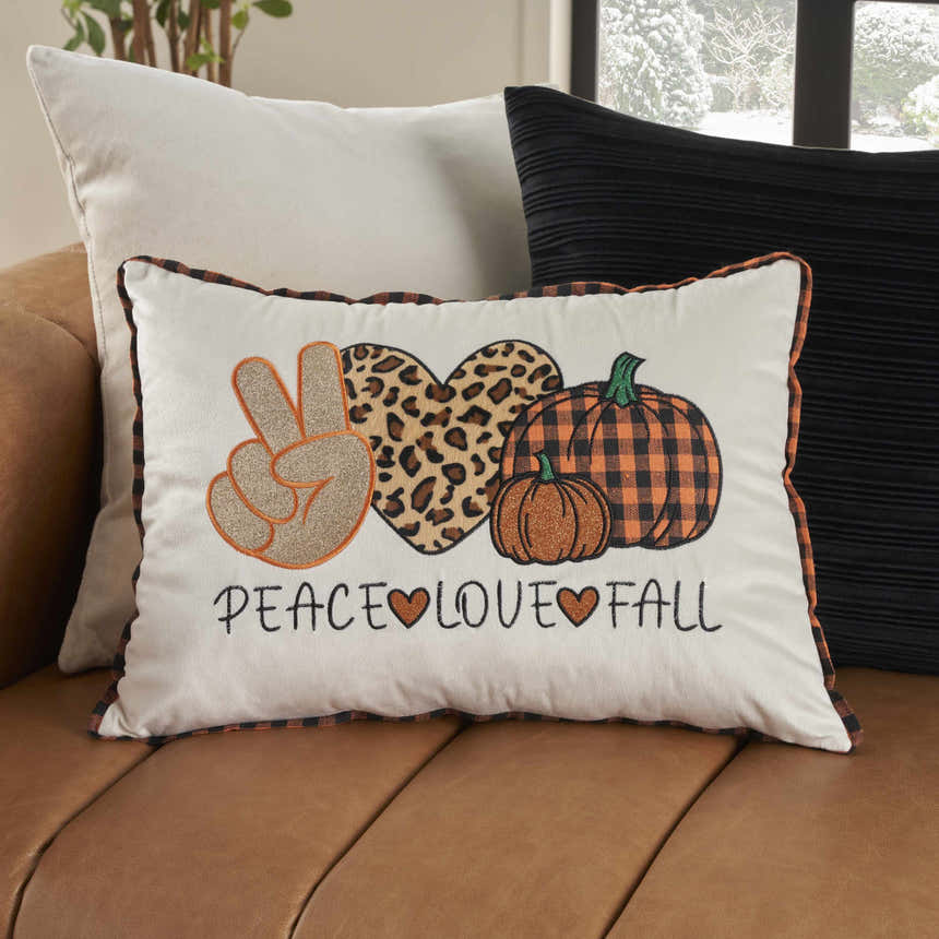 Mina Victory Holiday Pillows Peace Love Fall Multicolor Indoor Throw Pillow - Clearance