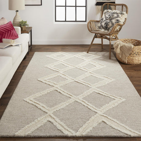 Feizy Anica Transitional Geometric - Gray/Ivory Area Rug