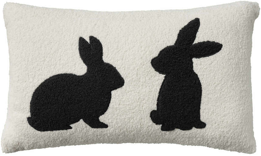 Mina Victory Pet Pillows & Access Sherpa Rabbit Silhou Black Indoor Throw Pillow - Clearance