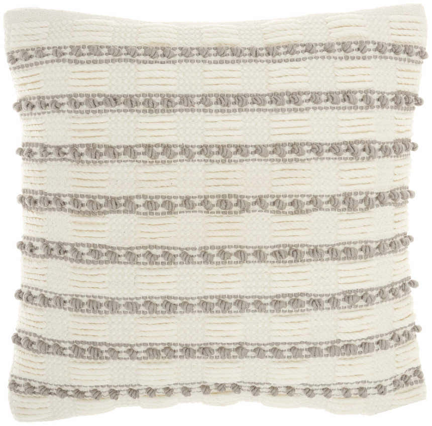 Mina Victory Lifestyle Woven Lines And Dots Lt Grey Indoor Throw Pillow