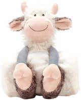 Mina Victory Plush Lines Cow Plush W/Blanket Ivory Indoor - Clearance
