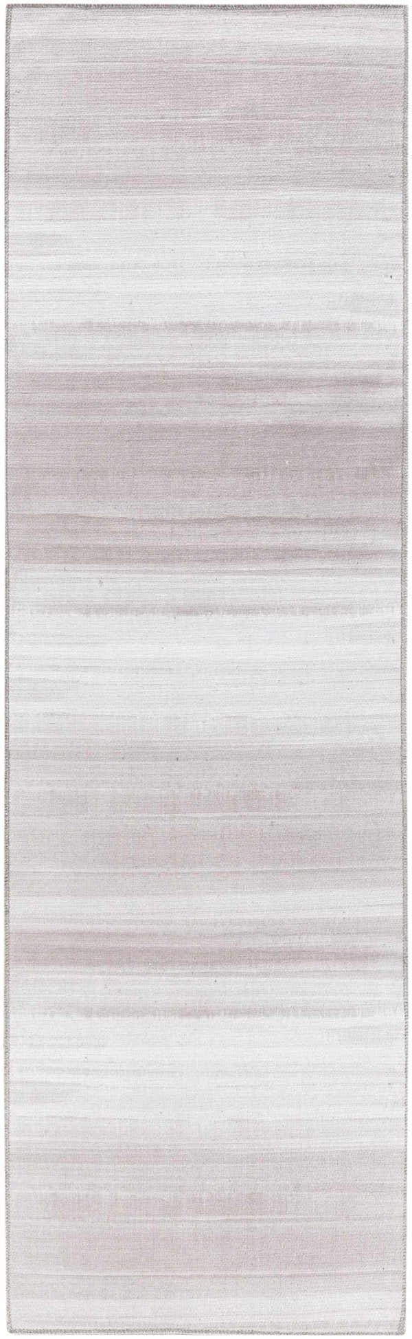 Close-up of Calvin Klein Launder Ivory rug. Modern design with horizontal stripes in ivory and chestnut tones. Washable.
