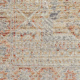 Close-up of the vintage Nourison Lustrous Weave Grey Brick rug, showing the texture and gray, orange, and ivory pattern.
